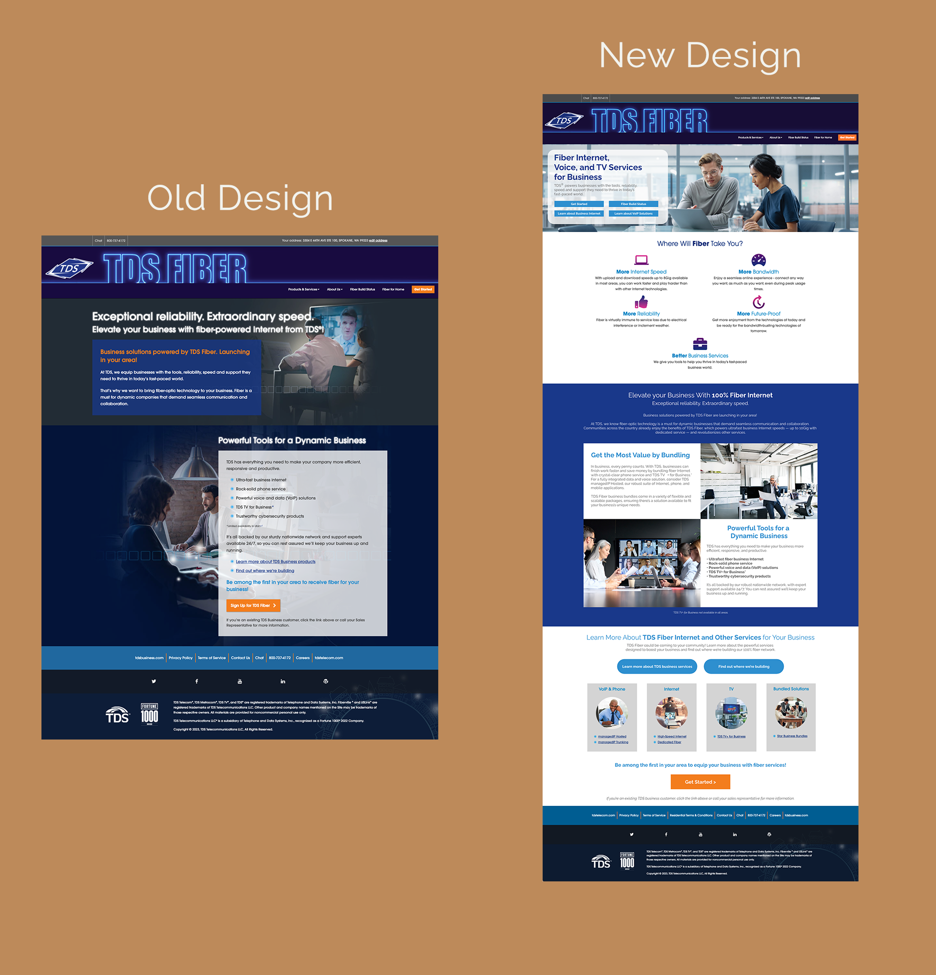 Before and After designs of the TDS Fiber Business Section