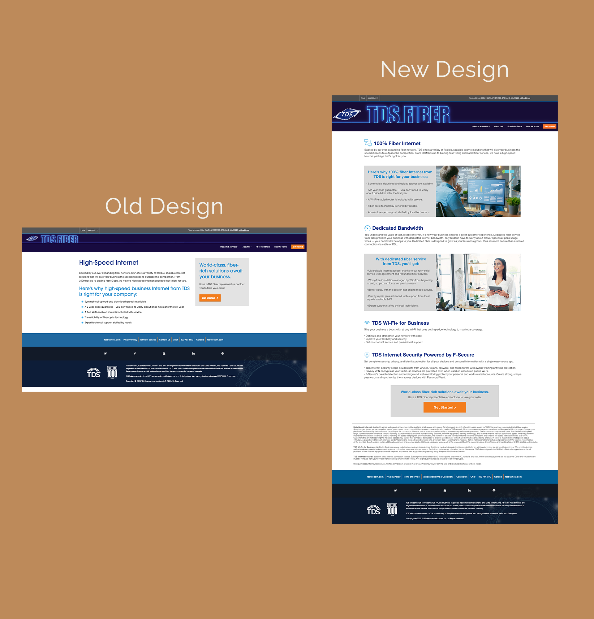 Before and After designs of the TDS Fiber Business Section