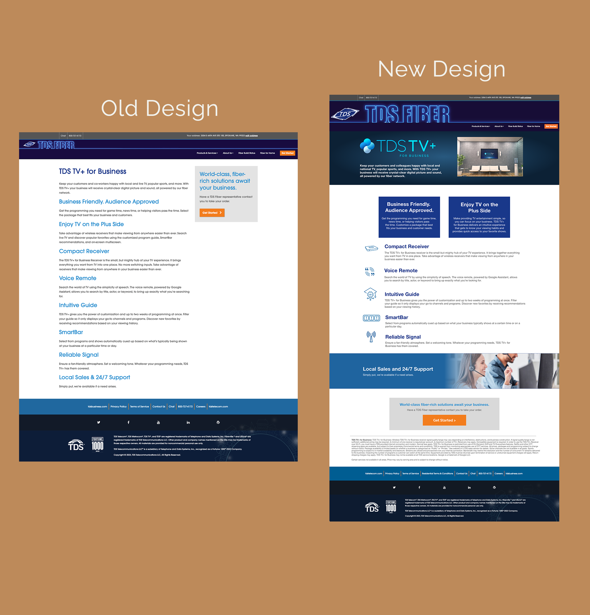 Before and After designs of the TDS Fiber Business Section